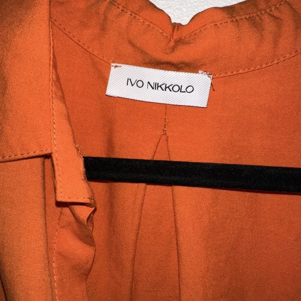 Ivo Nikkolo  Orange Button Up Linen Dress Short Sleeve Size XS‎ Waist Belt